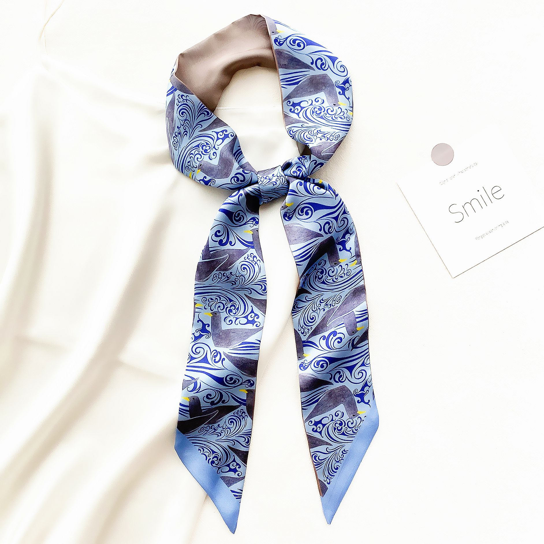 Korean Style Style Korean Style Summer Flower And Bird Printed Ladies Decoration Ribbon Hair Band Scarf