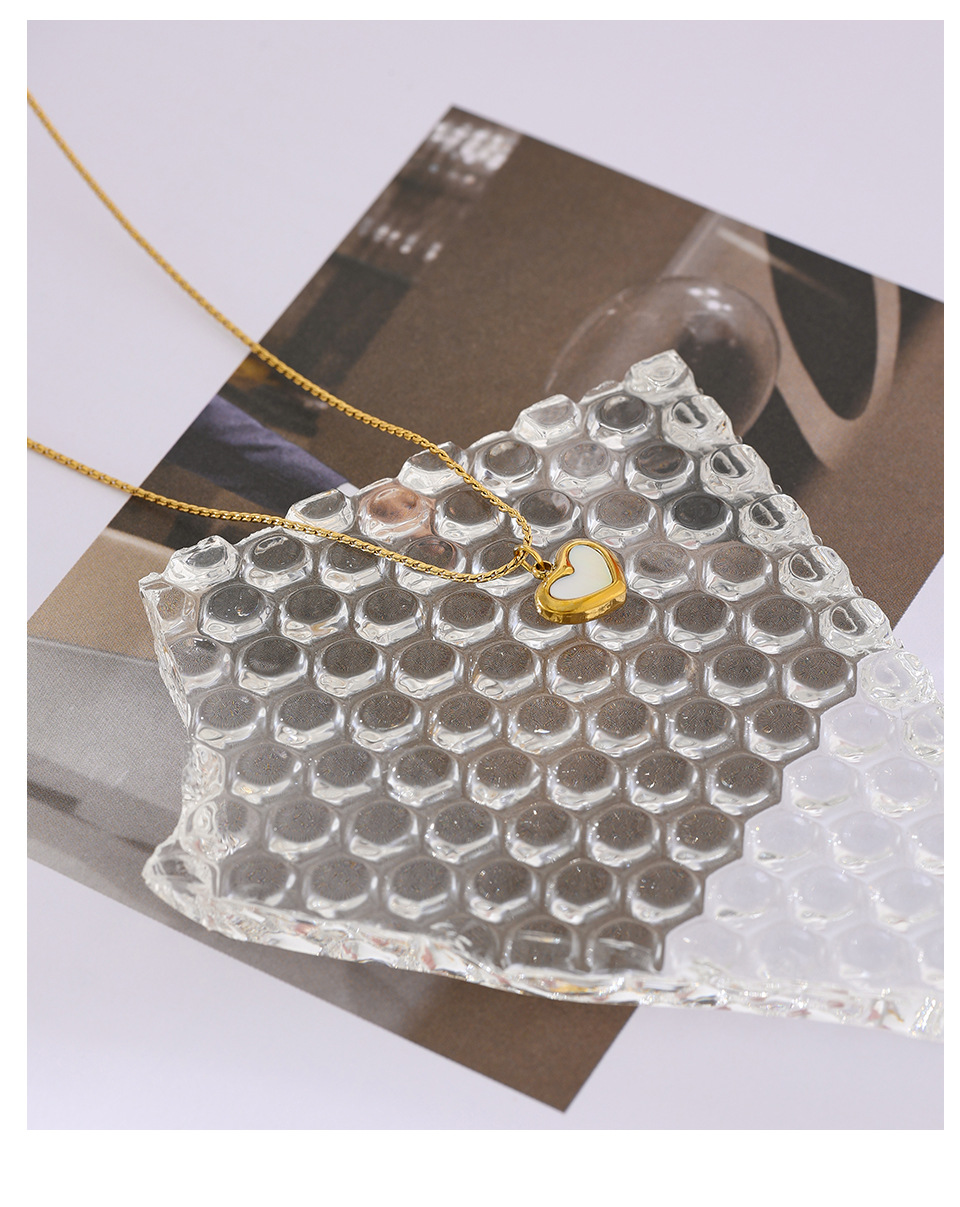 Acrylic Inlay Material Bracelets, Ear Studs, Necklace Classification Wholesale Jewelry Sweet Heart Shape 304 Stainless Steel Acrylic 18K Gold Plated Inlay Stainless Steel Jewelry Sets