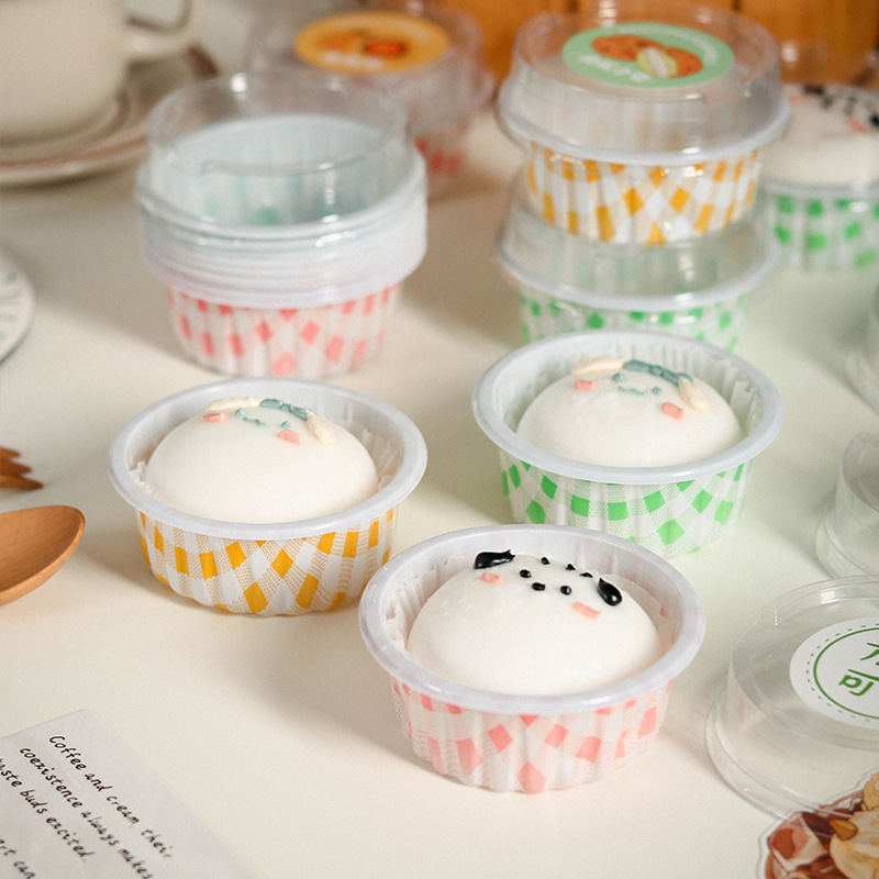 单粒装雪媚娘包装盒带盖吸塑烘焙马芬杯泡芙慕斯蛋糕甜品打包盒