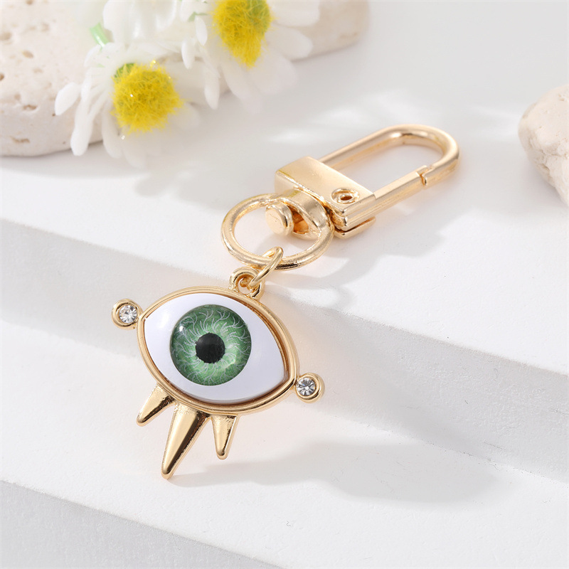 30g Weight Keychain Classification Alloy Material Eye Pattern Unisex Gender Plating Design Fashion Style Multicolor Color Alloy Base Support Diamond-embedded Colorful Devil's Eye Keychain Gold Electroplated Resin Patch Handbag Pendant 3