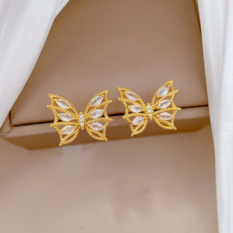 Set collana e orecchini farfalla con strass di lusso_voghion.com