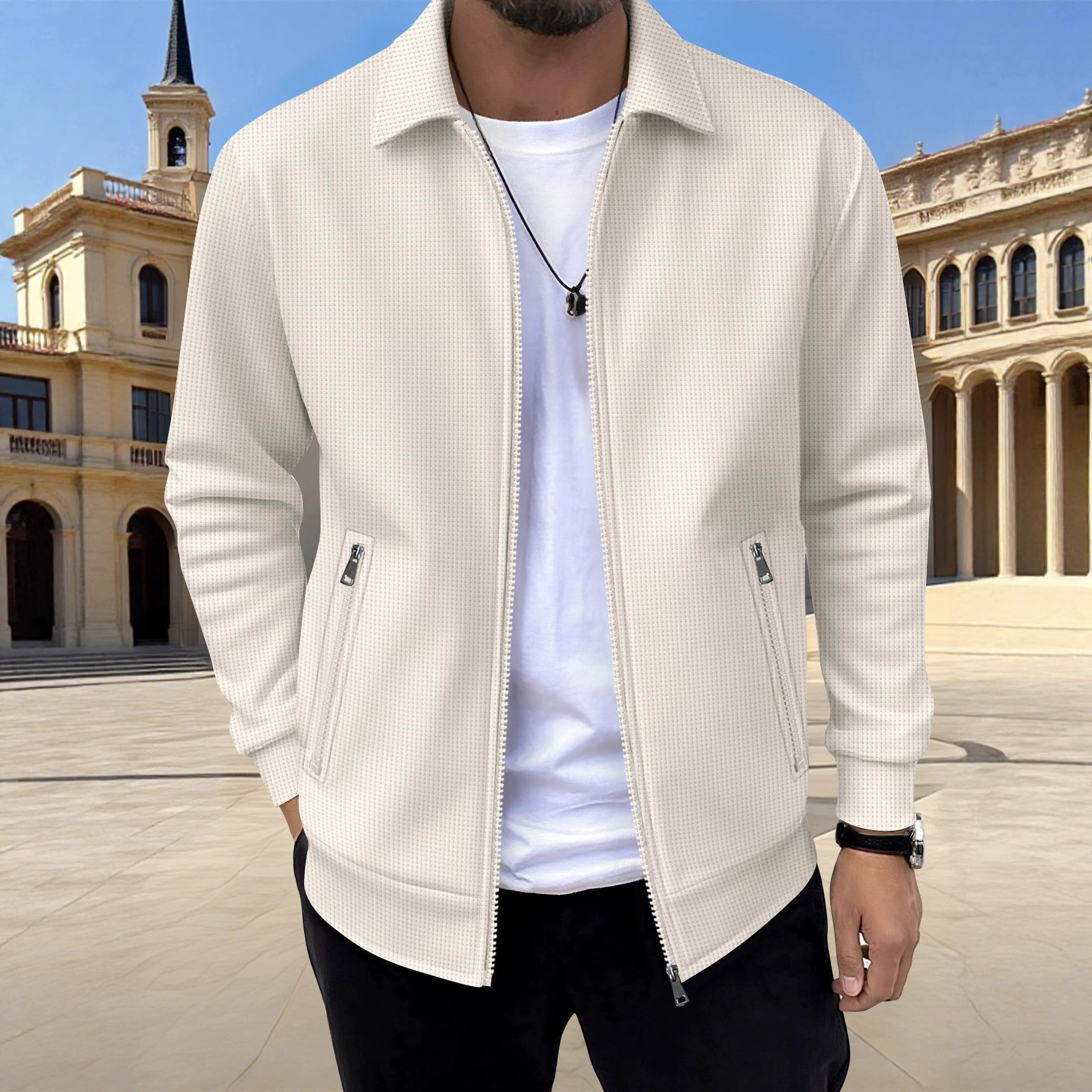 (Cross-border trading), winter solid long-sleeve with zipper, jacket, city style