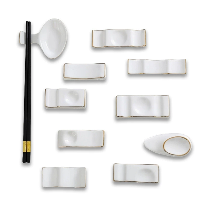 Подставка для палочек и ложек из керамики с золотым ободком, многофункциональная подставка для столовых приборов