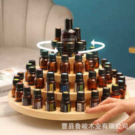 跨境木质精油架多层可旋转香薰精油瓶收纳架口红香水小样展示架