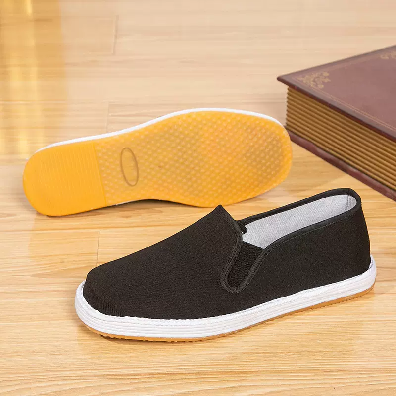 千层底布鞋圆头防滑老北京布鞋男鞋手工鞋黑色一脚蹬男士爸爸鞋子