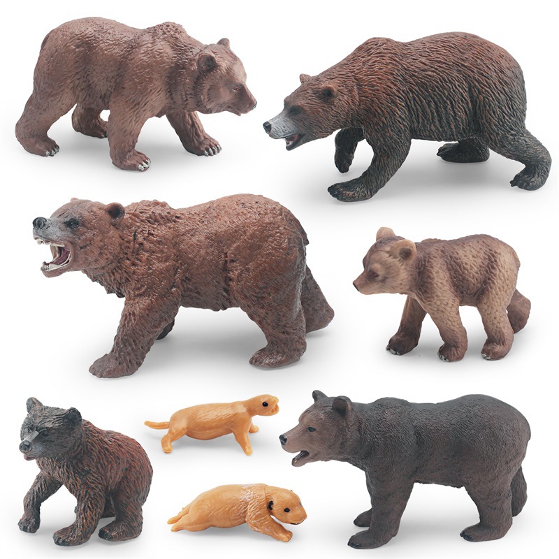 Simulación transfronteriza bosque animal oso pardo modelo de ciclo de crecimiento cognición infantil oso pardo proceso de transformación de crecimiento adornos