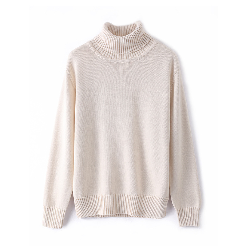 European single [cotton] thick turtleneck sweater men's 2024 autumn and winter sweater base shirt loose