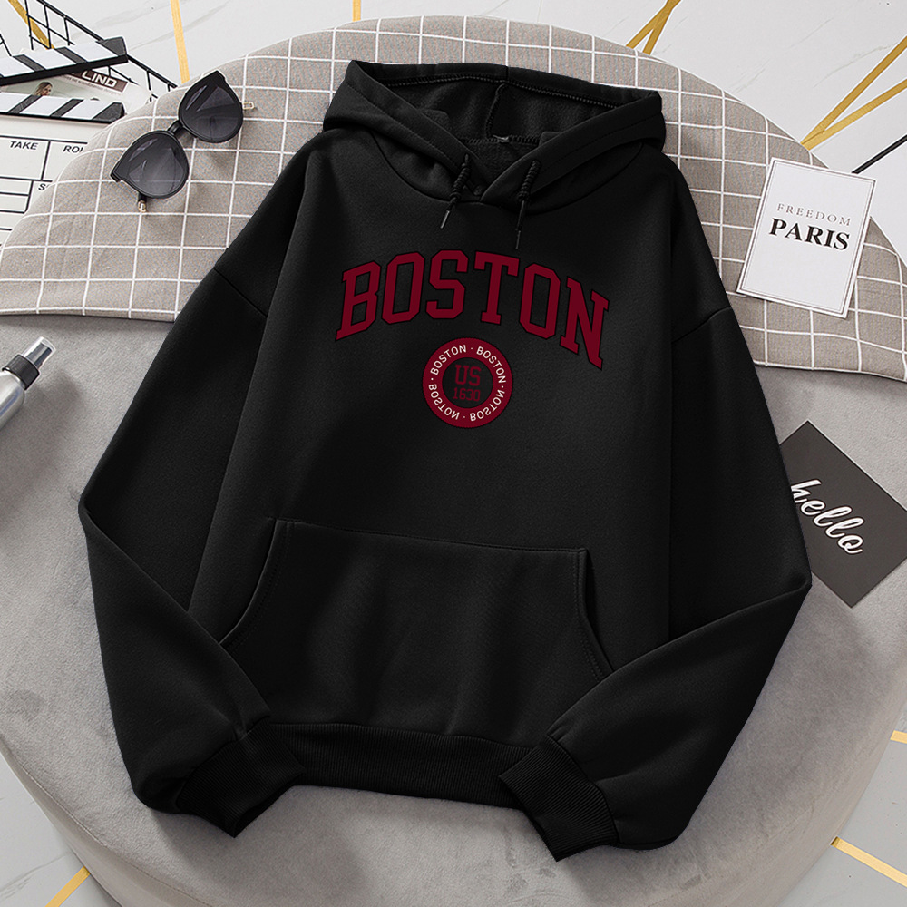 Boston City Us Founded In 1630 Hoodies Women Warm Comfortabl