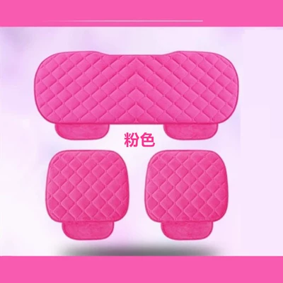 Warm Small Three-Piece Set for Front | Seat cushion, seat cover - diamond-velvet-pink-three-piece-set