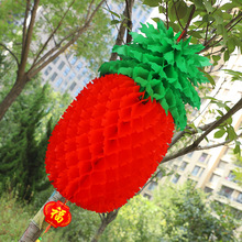 批發元旦新年菠蘿燈籠幼兒園超市裝飾水果塑料紙大紅燈籠喜慶裝飾