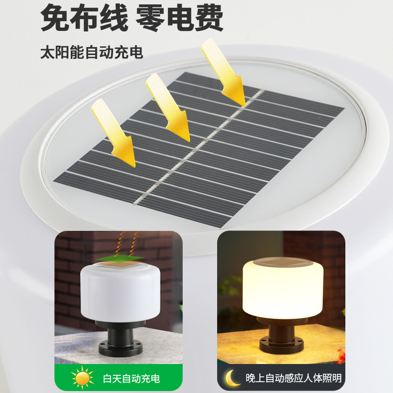Pilar solar lámpara al aire libre patio Villa jardín casa impermeable Super brillante pared Pilar calle lámpara puerta lámpara