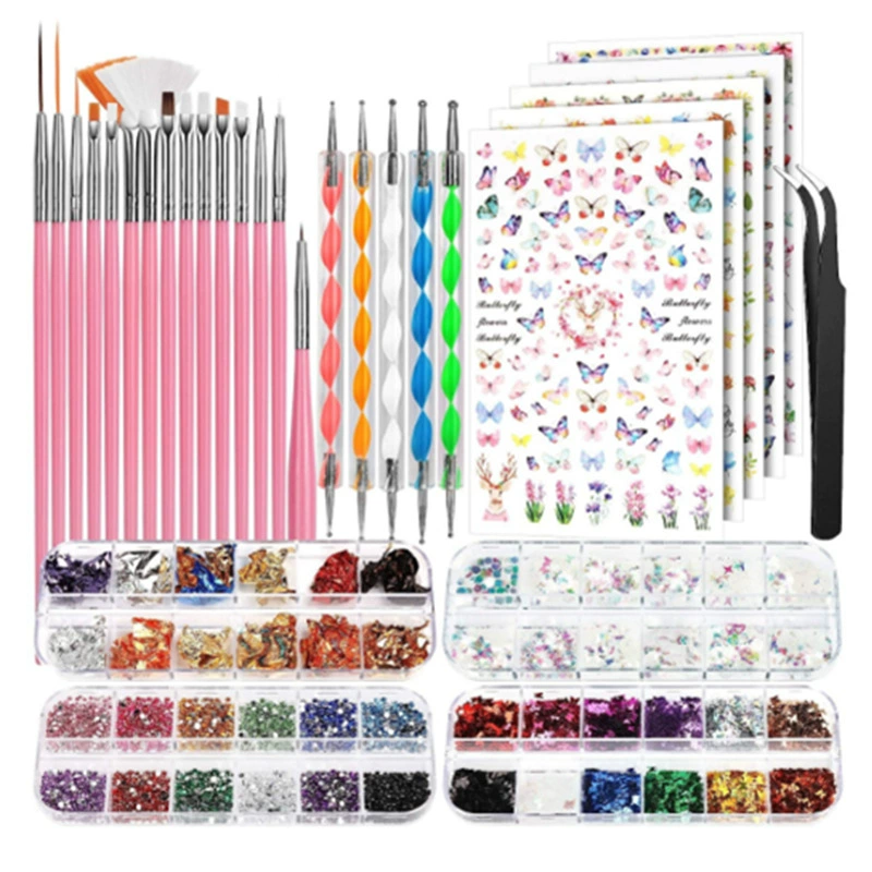 Amazon Hot Nail Pen комбинированный костюм 15 розовый цвет ручка точка ручка оболочки бумаги блестки наклейки Набор