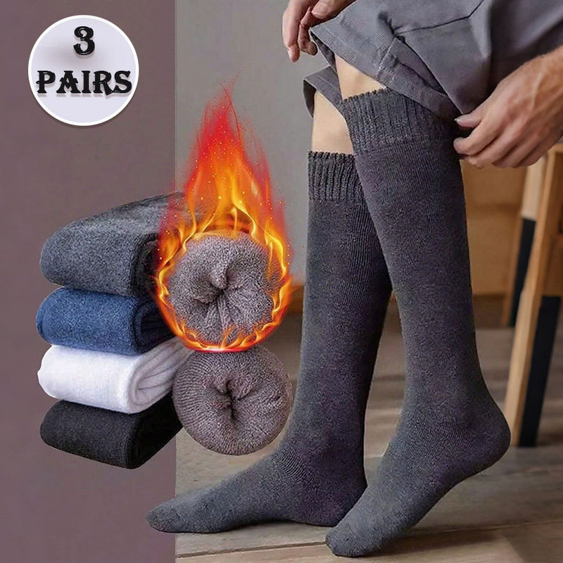 Men's Extra Thick Warm Stockings, Lined Snow Socks, Soft and Warm, Suitable for Daily/Business/Home