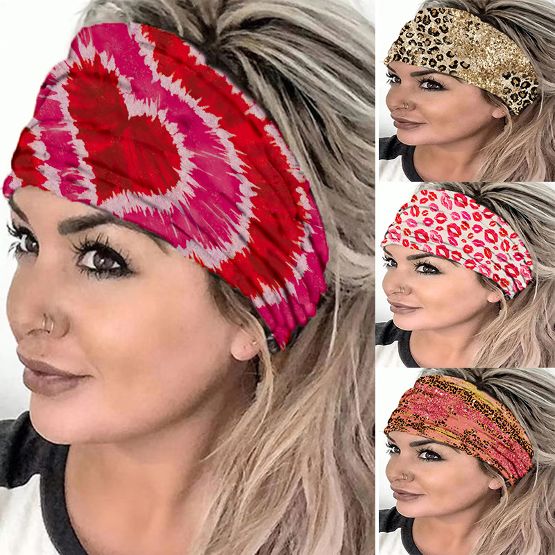 Moda Raya Forma De Corazón Leopardo Poliéster Banda Para El Cabello 1 Pieza display picture 1