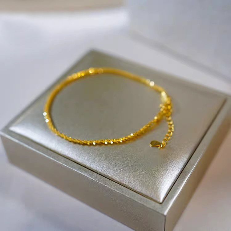 Broken Gold Bracelet for Women, Accessible Luxury, Simple Bracelet, Exquisite and Versatile, Niche Design, Non-Fading, Sparkling Plain Chain