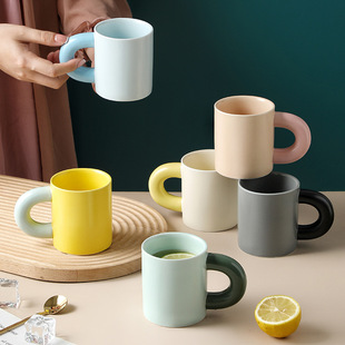 European Mug Creative Macaron Ceramic Cup Coffee Cup Breakfast Cup Tea Cup Water Cup Cup Couple Pure Color