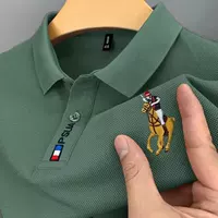 Рубашка POLO мужская рубашка с короткими рукавами отворот 2024 летом высокого класса легкая роскошная мужская футболка деловая повседневная футболка с половиной рукава