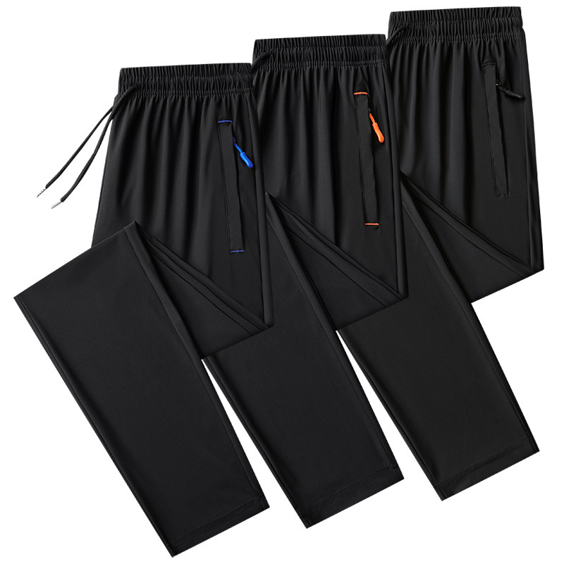 Ice Silk Pants Men's Summer Thin Sports Pants Men's plus size Quick-drying Stretch Pants Men's Pants Nylon Casual Pants Men
