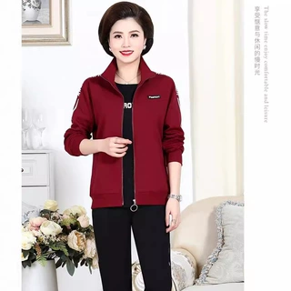 中老年外套春季2026新款套装女士运动服外套大码妈妈装薄款休闲服