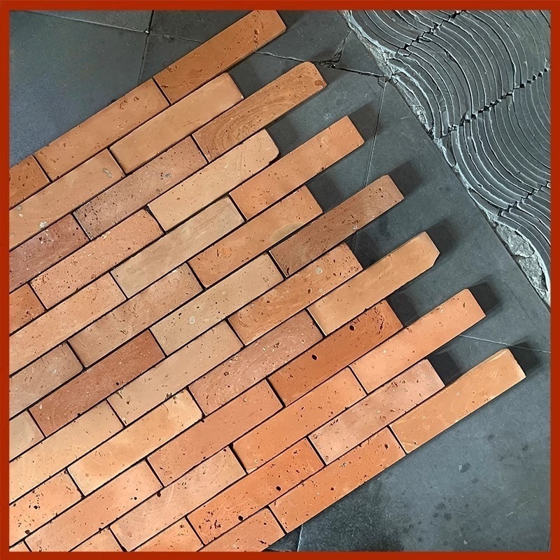 Ladrillos culturales, ladrillos rojos antiguos para construir casas, paredes de fondo de ladrillos azules antiguos, azulejos de pared exterior de villa de piedra cultural, rebanadas de ladrillos rojos retro