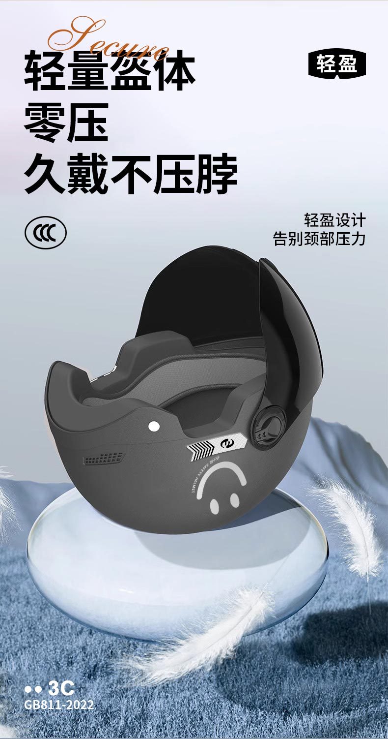 Suitable for 3C Certified Electric Motorcycle Helmets, New National Standard Men's and Women's Class a Safety Helmets, Summer Sun Protection Half Helmets 4
