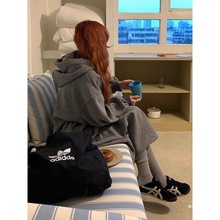 木木淘屋加厚绒棉感卫衣裙女2025秋冬新款慵懒宽松长款连衣裙