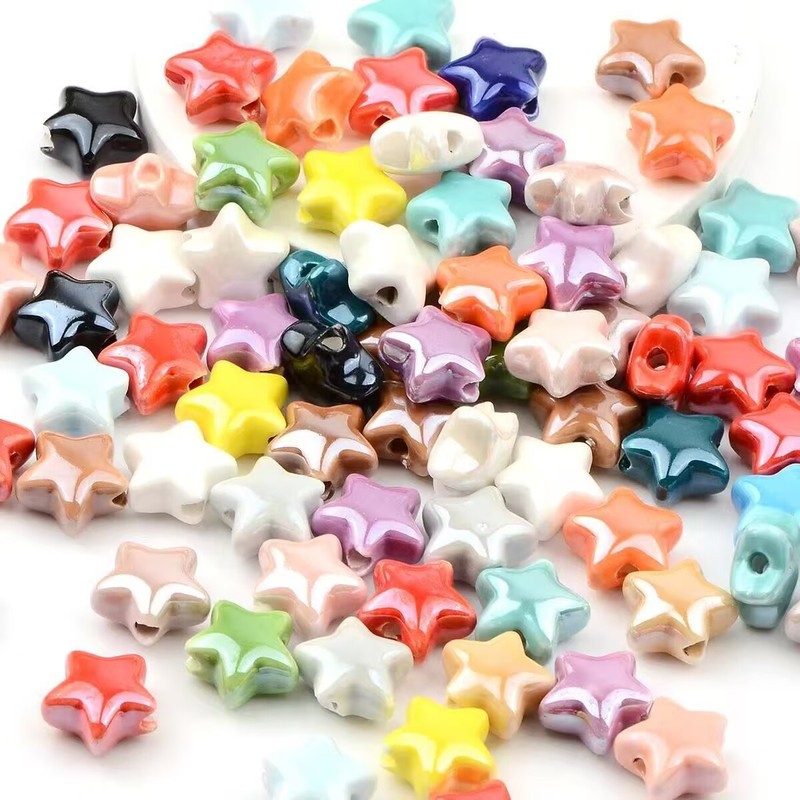 14 ミリメートル五芒星セラミック両面ソリッドカラー手作り diy アクセサリーネックレスブレスレットアクセサリーストリングジュエリー幾何学|undefined