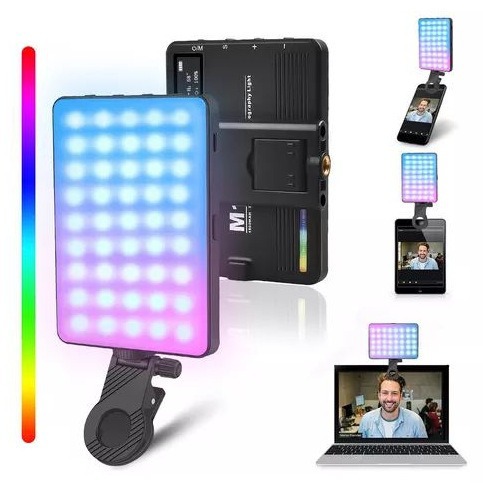 Luz de relleno para teléfonos móviles y tabletas, luz para transmisión en vivo de video, flash para fotografía con cámara, luz de bolsillo a todo color, luz potente