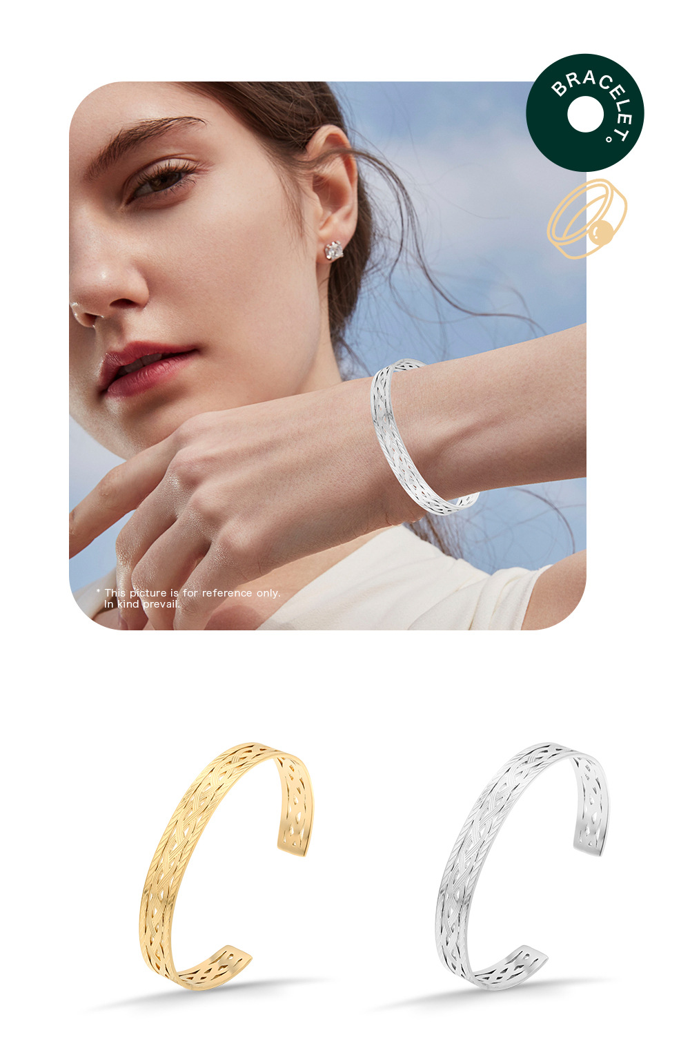 13g Weight Vacuum Plating Gold Plating Process Real Gold Plated Plating Material Vacuum Plating Real Gold Plated C Shape 304 Stainless Steel Fashion Waterproof Non Tarnish Bangle
