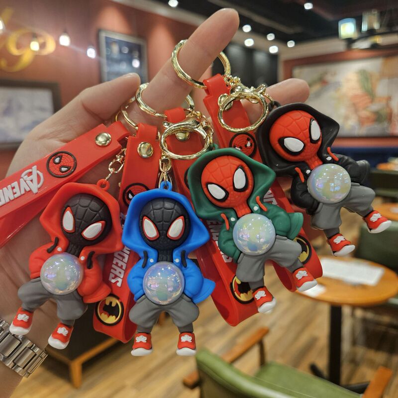 Trendy cool bright light flashing sweater Spider-Man keychain creative bright light silicone doll car key chain small gift Trendy cool bright light flashing sweater Spider-Man keychain creative bright light silicone doll car key chain small gift