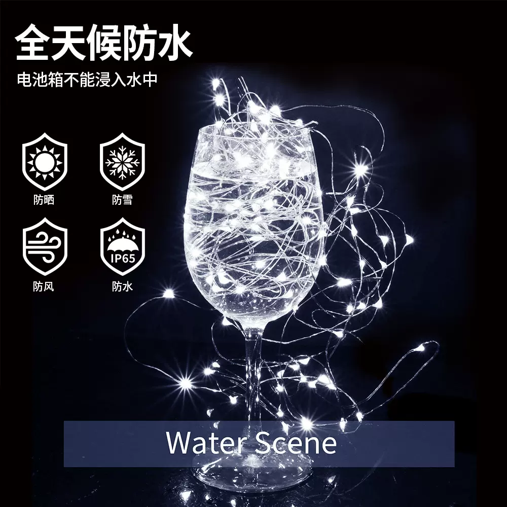 亚马逊灯饰2米led铜线圣诞灯串氛围小彩灯万圣节日纽扣灯可调光