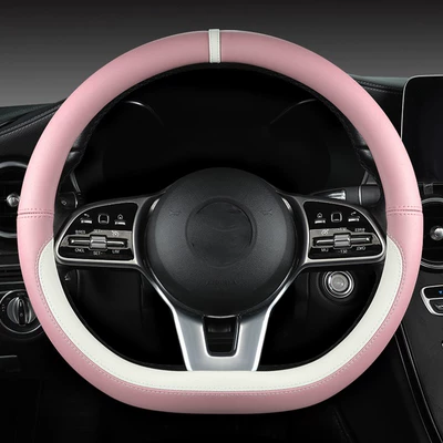 Steering wheel cover wheel cover optional color - d-shaped-candy-pink-and-white-plastic-ring-38cm