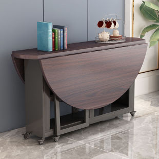 Folding Table Dining Table Household Small Apartment Multifunctional Round Mobile Dining Table Simple Storage Living Room Dining Table