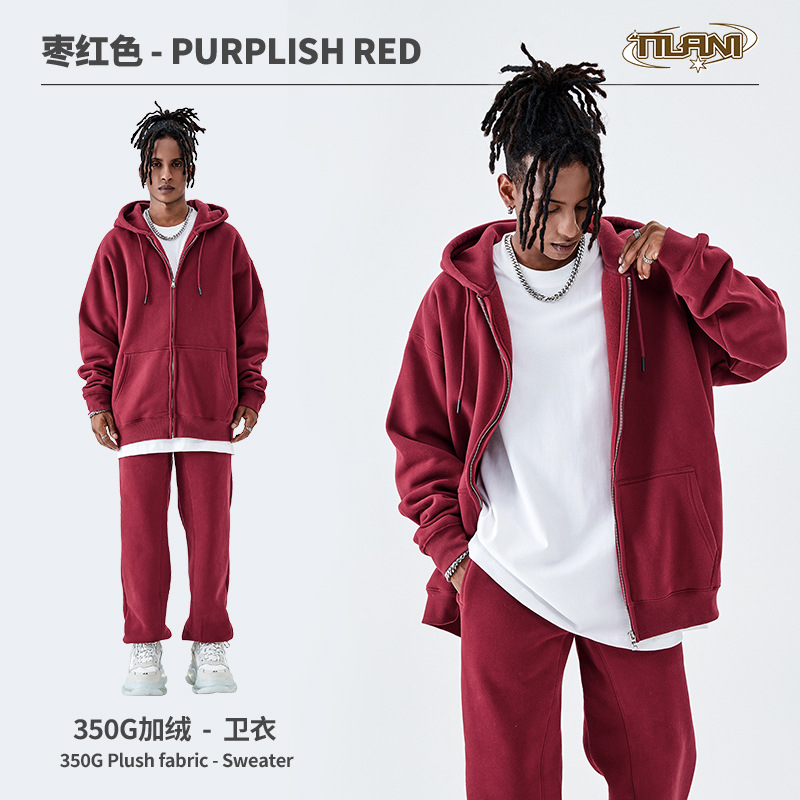 TILANI suéter de los hombres transfronteriza traje deportivo casual moda suéter de color sólido de los hombres y las mujeres simple cremallera Sudadera con capucha