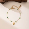 【E2214】Green Pearl Shell Bracelet Gold