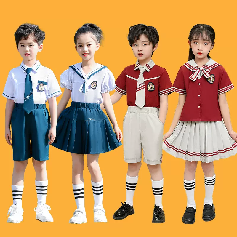 小学生毕业班服夏季校服诗歌朗诵合唱演出服儿童英伦风幼儿园园服