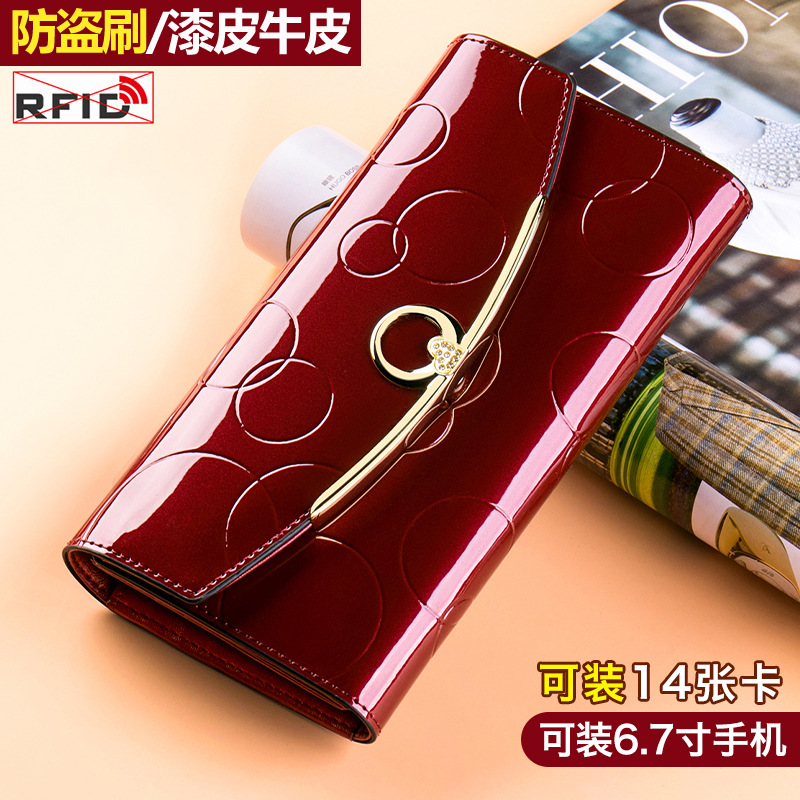 跨境批发女士钱包真皮长款大容量皮夹多功能简约大气女票夹手抓包