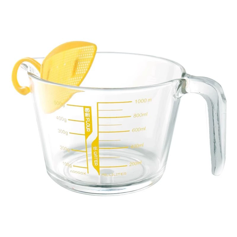 Glass heat-resistant capacious measuring cup scaled, 1000 ml