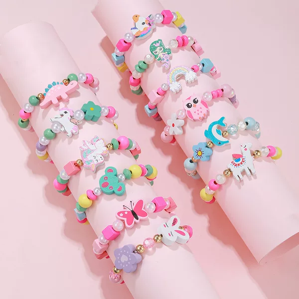 Cross-border Hot Cartoon Candy Color Handmade Beaded Bracelet Cute Princess Animal Pattern Design Children's Jewelry