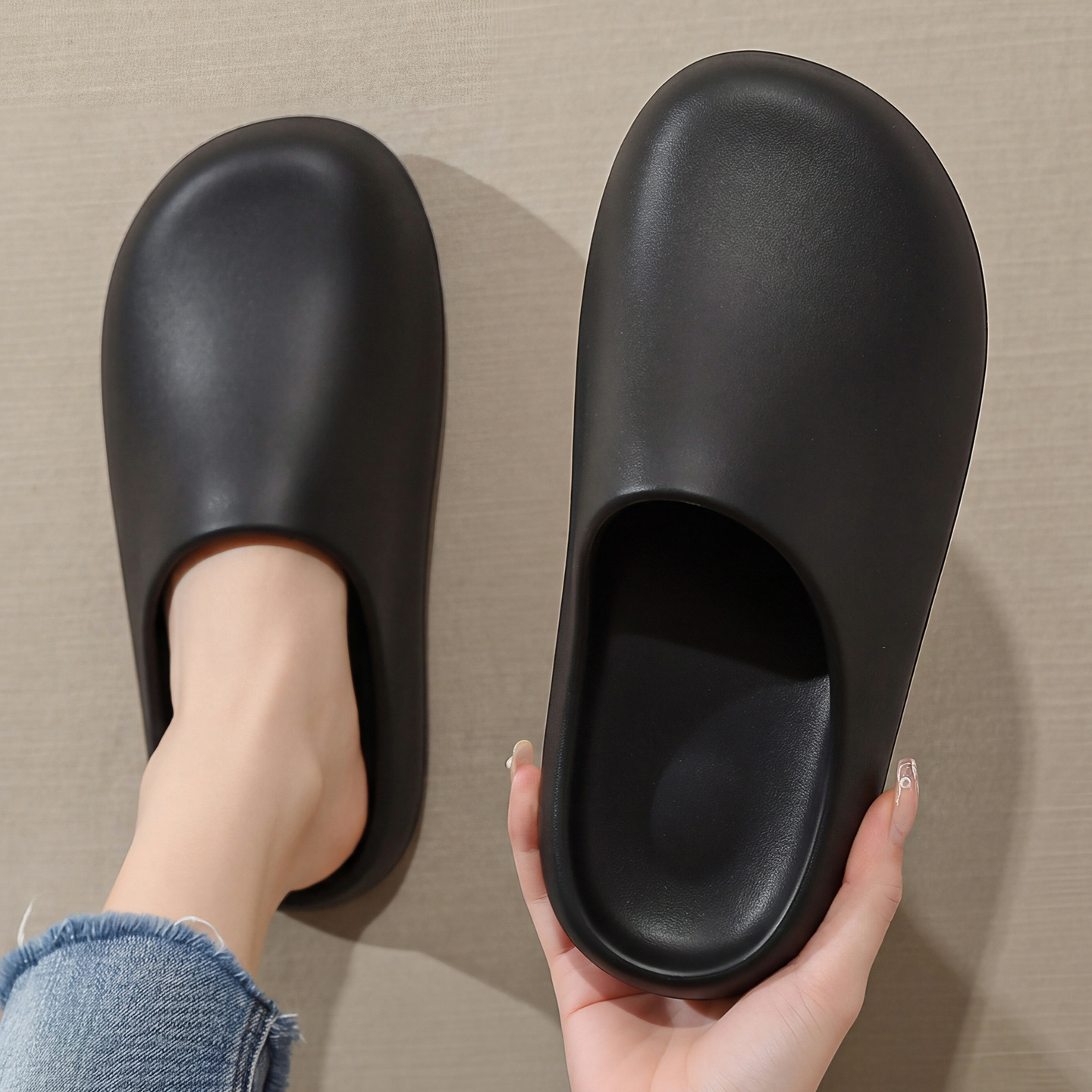 Instapslippers voor buiten, waterdichte herenslippers, veelzijdige casual slippers voor thuis, hoogwaardige slippers met dikke antislipzool voor binnen._voghion.com