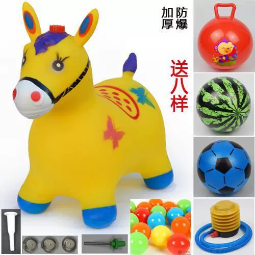 Inflatable toy for jumping, music pony, increased thickness