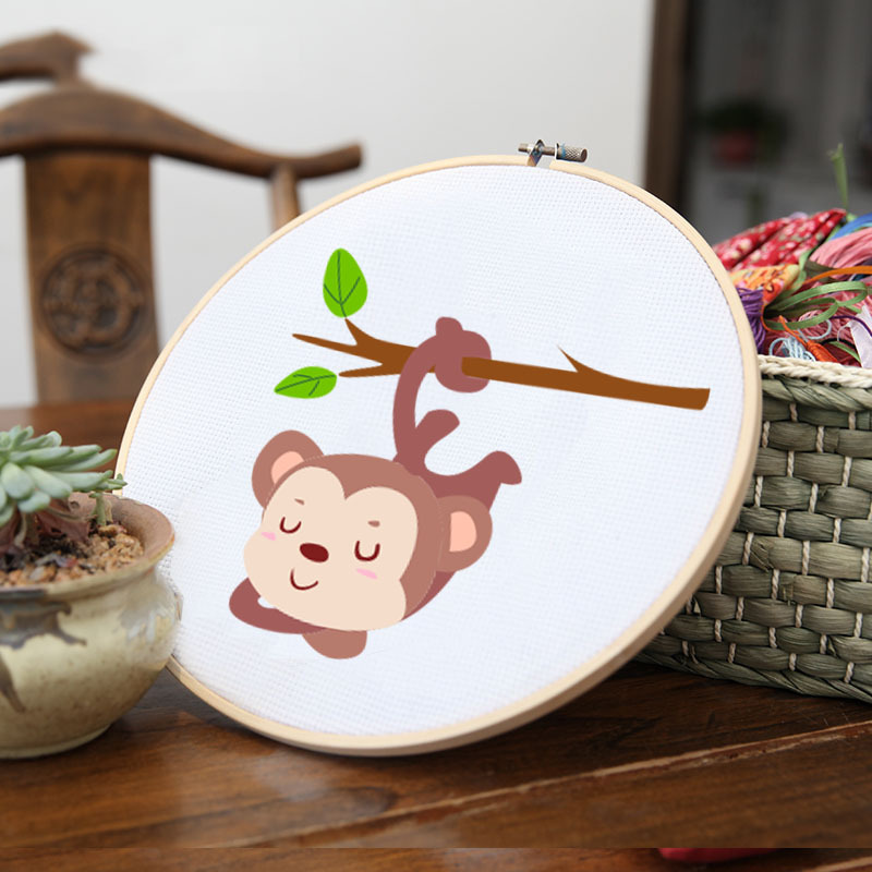 Jinhao bordado hecho a mano DIY material paquete principiante niños simple tela Cruz puntada grande colgante pintura 26cm