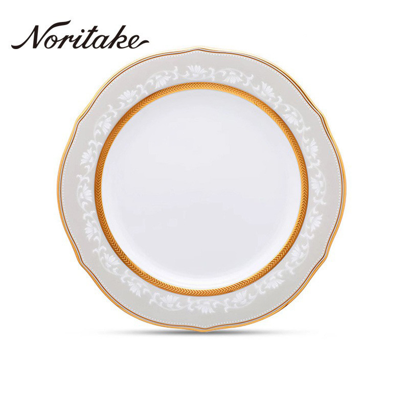 Noritake Shibu Japanese imported white porcelain tableware pastoral style plate creative dining plate lace dish restaurant with restaurant