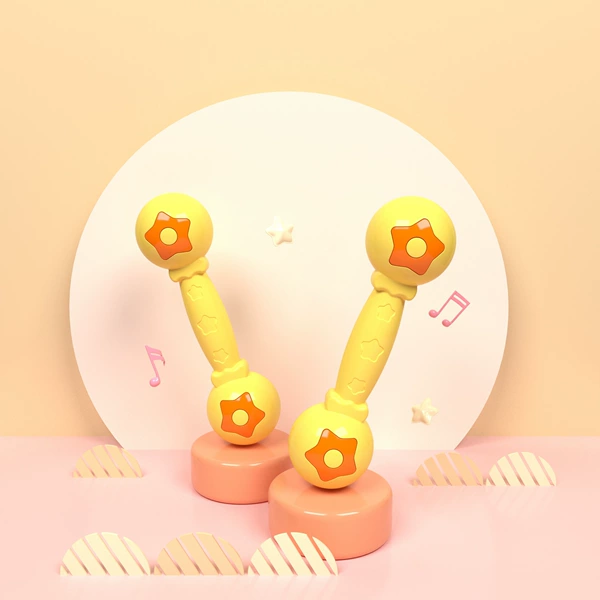 Yellow Thickened [Round Five Stars] 1 pair of audio