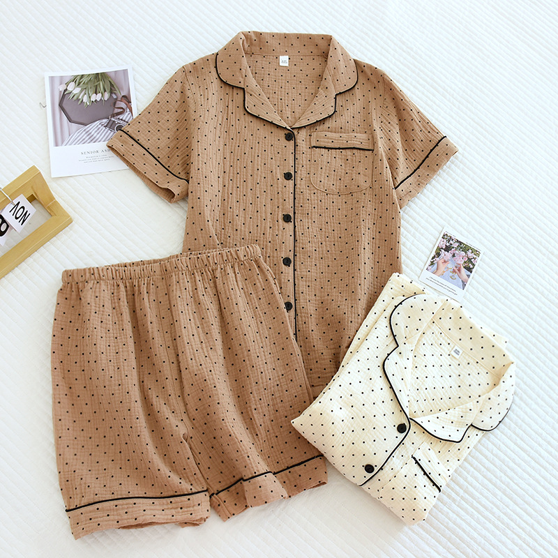 Title 2, Damen Sommer Pyjama aus reiner Baumwolle mit ku...