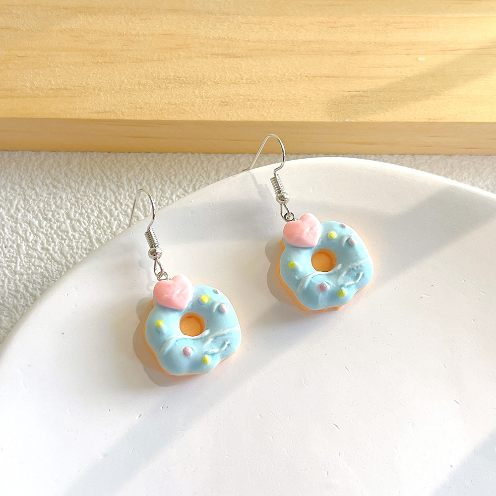 1 Pair Cute Donuts Resin Drop Earrings display picture 7