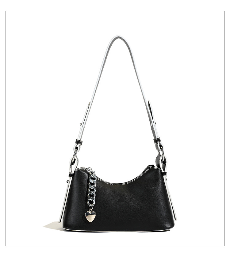 Polyester Lining Material Women's Pu Leather Solid Color Streetwear Chain Dumpling Shape Zipper Tote Bag