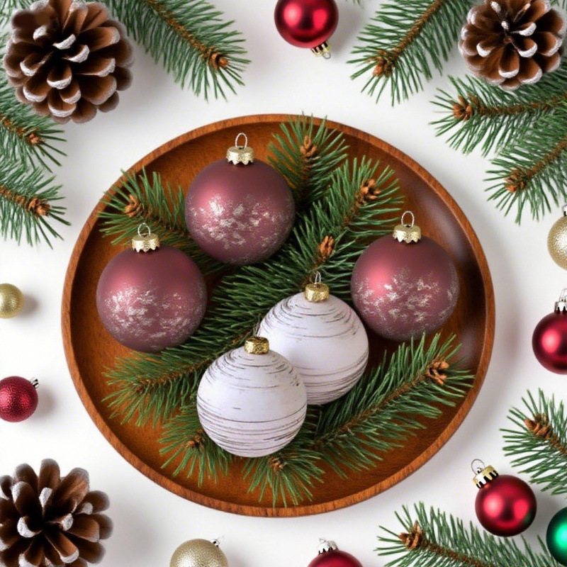 Inventario transfronterizo nuevo conjunto de 6cm 12 bolas de Navidad retro hacer viejas decoraciones de colgantes de árbol de Navidad