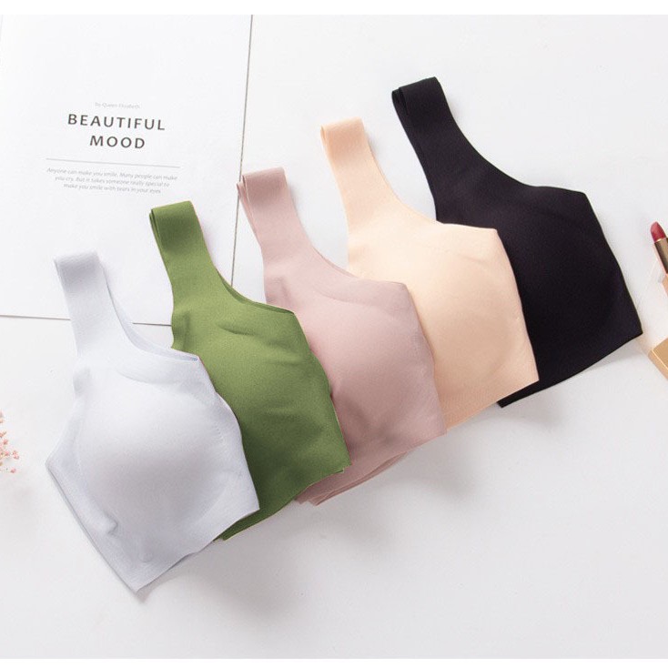Ropa interior femenina bras japonesa que no deja marcas almohadilla de látex estilo chaleco deportivo sujetador fino para dormir recogido sujetador de seda de hielo