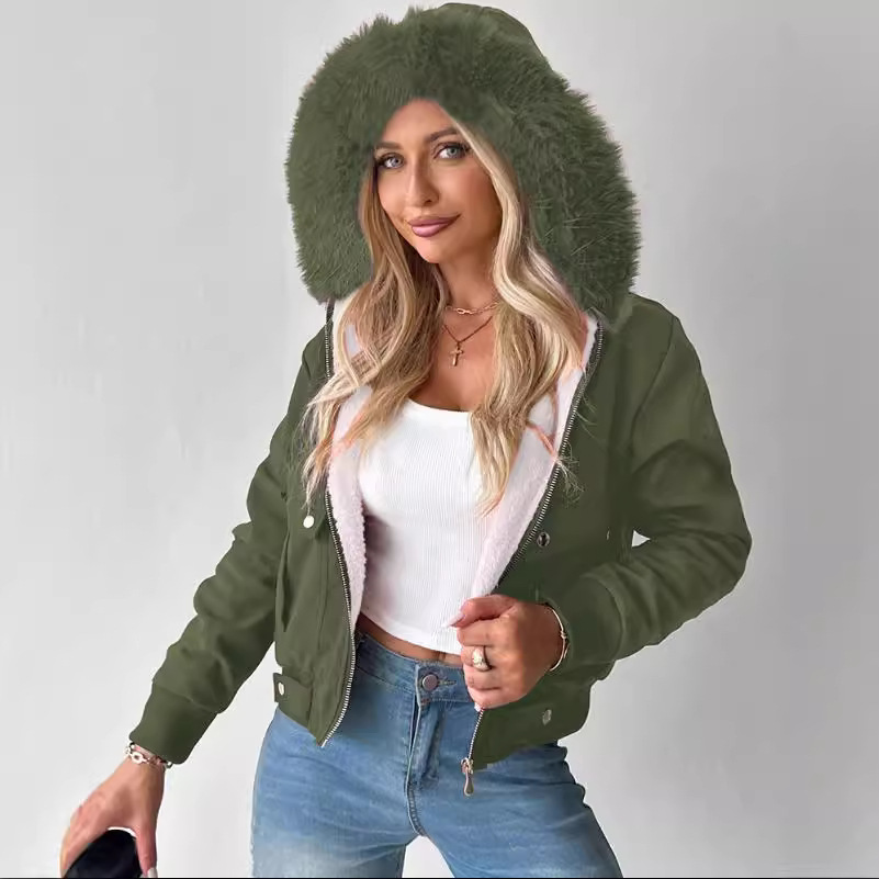 Abbigliamento donna 2024 Autunno e inverno Giacca casual Cappotto foderato in pelliccia Abbigliamento donna_voghion.com